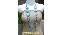 Blue Colors Fashion Squins Necklaces with Shells Nuget mix Wooden 